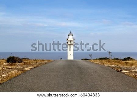 Barbaria lighthouse Formentera from road perspective Balearic Islands