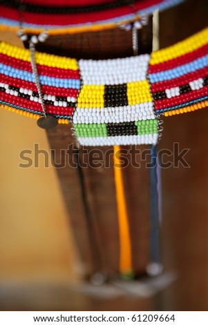 stock photo : African ethnic colorful jewellery necklaces with selective