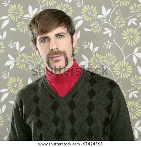 portrait wallpaper. stock photo : mustache retro salesperson man geek portrait wallpaper