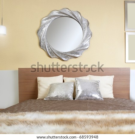bedroom modern silver mirror fake fur african blanket