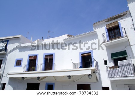 Balearic Ibiza white island architecture Mediterranean blue sky