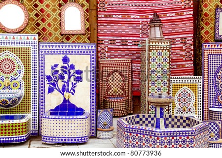 arab mosaic deco tiles and fabric from south mediterranean