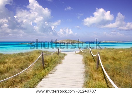 beach way to Illetas paradise beach in Formentera Balearic islands [Photo Illustration]