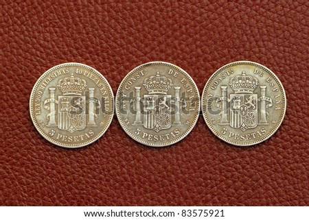 five pesetas spain old coins Alfonso XII Carlos III Ioseph Napoleon