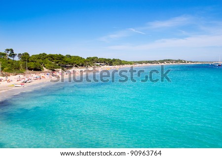 Ibiza Ses Salines south beach turquoise water island of Mediterranean