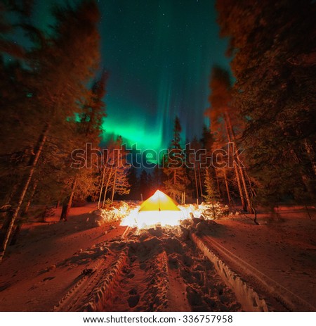 Aurora over camp