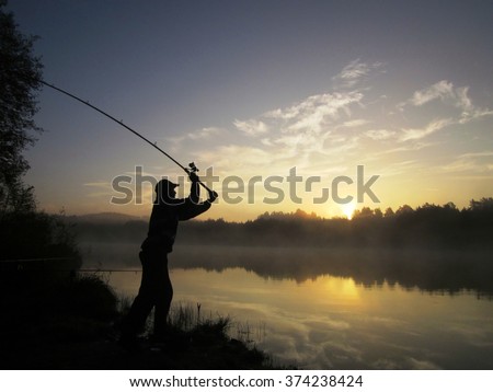 Fishing on  pond.