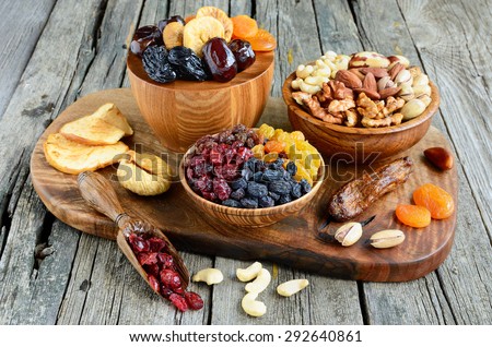 Mix of dried fruits and nuts - symbols of judaic holiday Tu Bishvat.