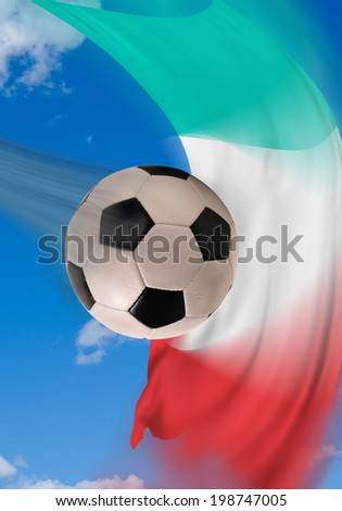 Italian soccer ball flying with flag flying.