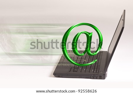 Laptop Computer with E-Commerce Symbol.