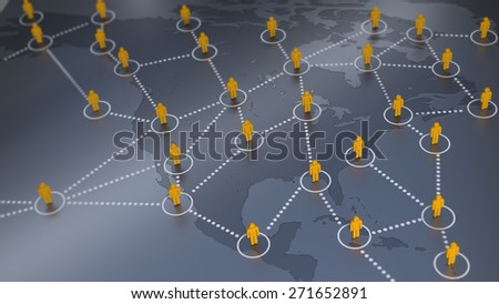 Social Network on USA Map - Social Network located on a world map of the United States