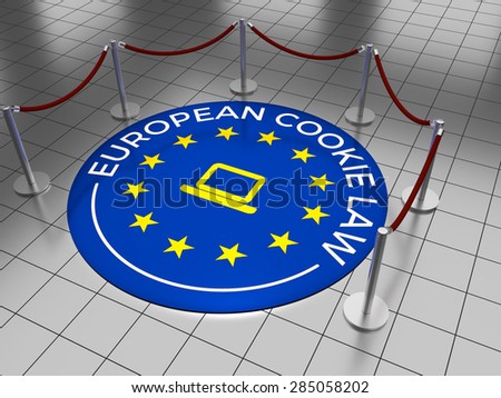 An emblem on a tiled floor with the text: European Cookie Law