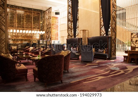 Lounge area of a hotel, club, company lobby