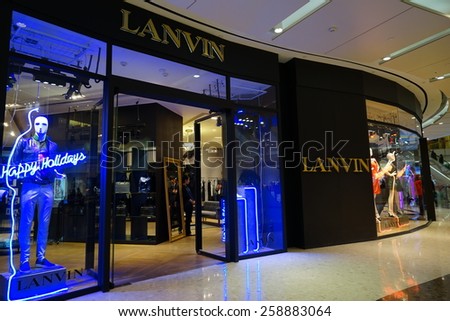 SHANGHAI, CHINA - March 8. 2015: Interior of the IFC Shopping Mall downtown in Pudong Lujiazui. LANVIN inside Just The international women\'s day at March 8. 2015 Shanghai, China
