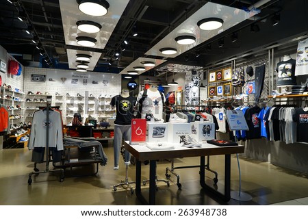 HANGZHOU-MAR. 26, 2015. CONVERSE STORE interior. China accounts for about 20 percent, or 180 billion renminbi ($27 billion1 ) of global luxury sales in 2015, according to new McKinsey research.