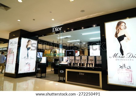 SHANGHAI CHINA - APRIL. 22, 2015: Dior Makeup & Perfume Shop in IFC Mall, IFC mall is one of the prestigious shopping centers in SHANGHAI.