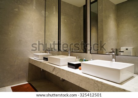 contemporary interior of public toilet