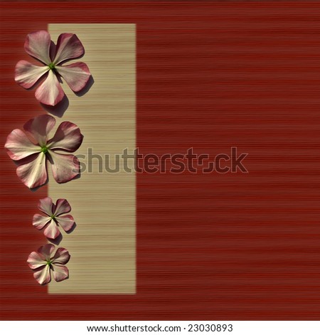 flowers on red and cream bamboo/grass background with menu bar