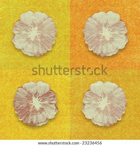 flower print on yellow and orange background