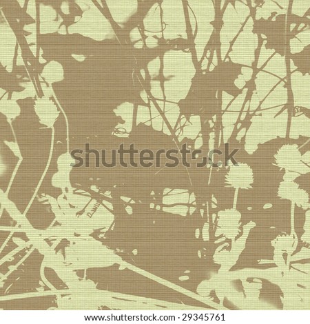 Grunge seed head and branch silhouette print on canvas with copy space