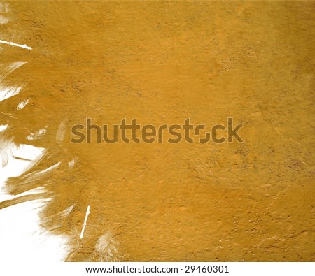 yellow cloudy gloss paint with grunge feather edge isolated