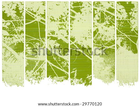 white blossom on green wood  textured banner set isolated