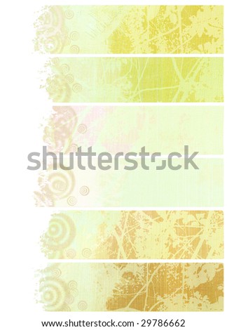 pastel yellow and green blossom branch  banner set isolated