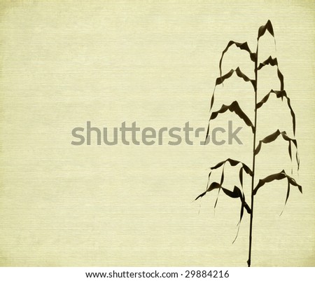 stem and leaf print on ribbed background