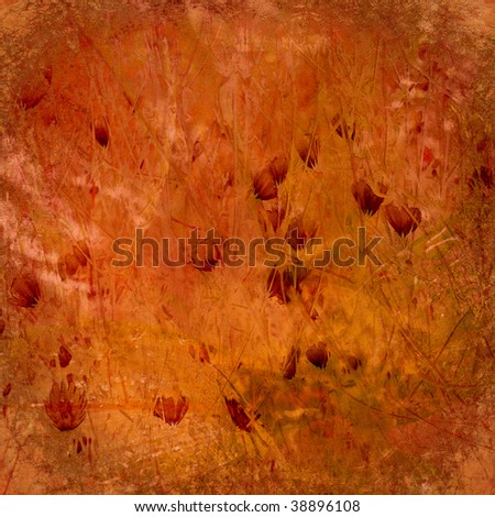 grunge autumn wildflower textured art print