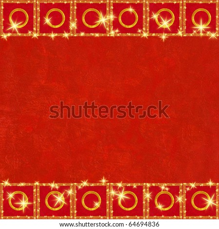 Golden Border on Red Crushed Background for Christmas