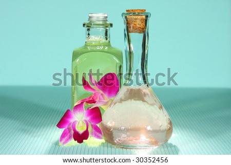 Bottle of soap and aroma oil.