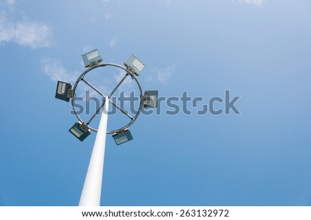 Security Lights on Top of a Tall Steel Mast