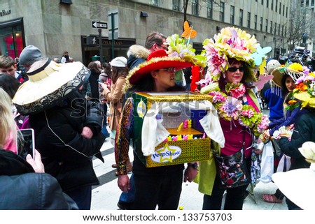 NEW YORK - MARCH 31:  Scenes from 2013 Easter Parade and Easter Bonnet Festival on March 31, 2013 in New York City.