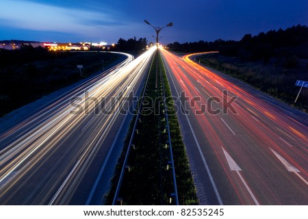Light trails of evening highway