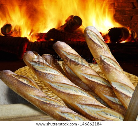 Baguette baked in the wood oven