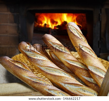 Baguette baked in the wood oven