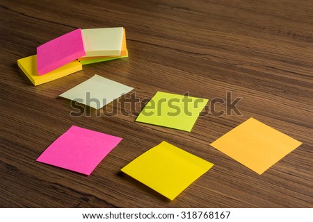 Sticks note paper on wood background for remind your memory still life style