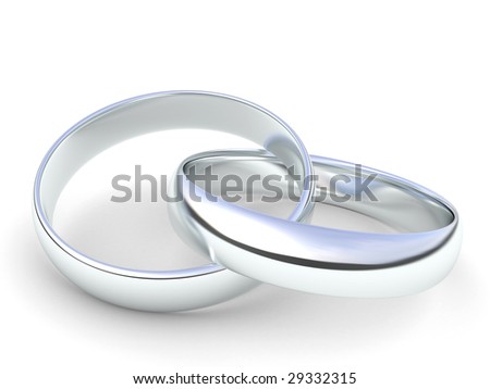 stock photo silver wedding rings isolated on a white background