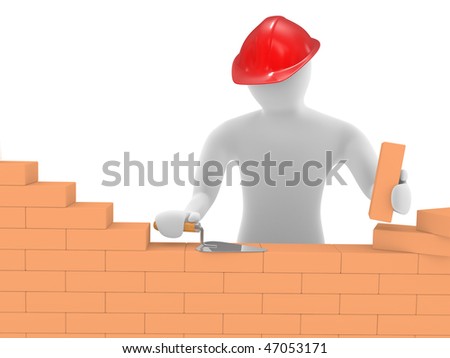 The builder in process work performance, an illustration with the isolated background