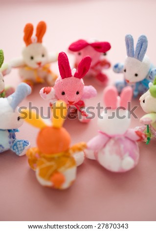 colorful bunny dolls
