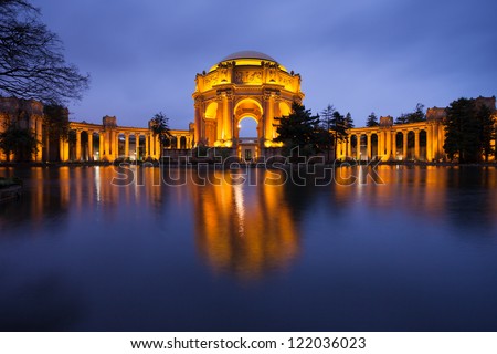 Palace of Fine Arts Museum at Night in San Francisco.
