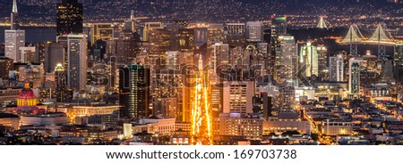 Market Street And Downtown San Francisco, Seen From Twin Peaks.