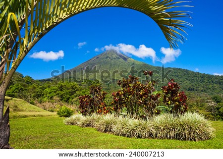 Beautiful view of the green side of the Arenal volcano, Costa Rica.