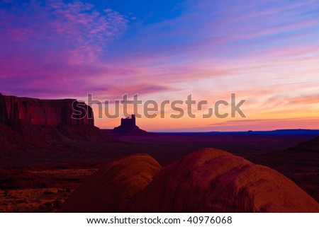 Dramatic Sunrise at Monument Valley Tribal Park, Arizona.