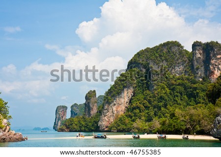 Secluded Beach on a Small Tropical Island in the Andaman Sea, Thailand.