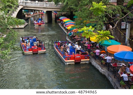 SAN ANTONIO, TEXAS, USA - JULY 20:  Section of the famous Riverwalk on July 20, 2009 in San Antonio, Texas. A bustling place with many restaurants, bars, and live music.