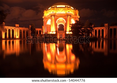 Palace of Fine Arts Museum at Night in San Francisco.