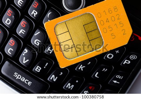 Sim card on smart phone keyboard
