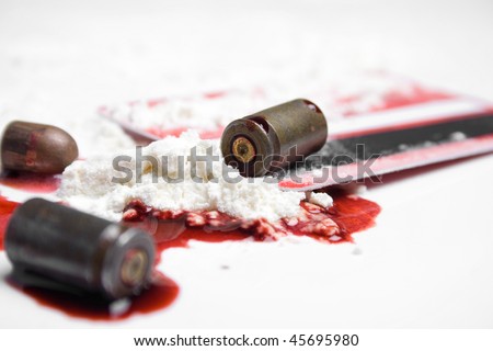 bullets, blood and cocaine - crime concept