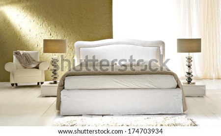 New Classic Bed In Gold Colored Bedroom